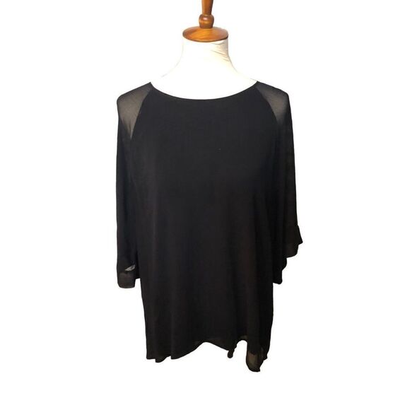 Bobeau Collection black chiffon mixed media tunic - Picture 1 of 7